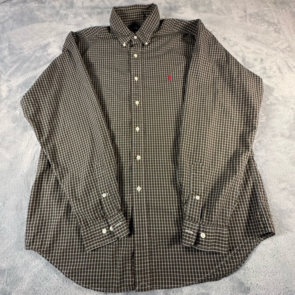 Ralph Lauren Yarmouth Plaid Button Down Shirt Mens 16 34/35 Cotton Classic